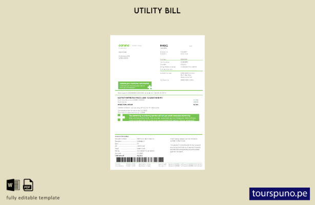 listo para imprimir plantilla de word   factura de servicios públicos de Finland